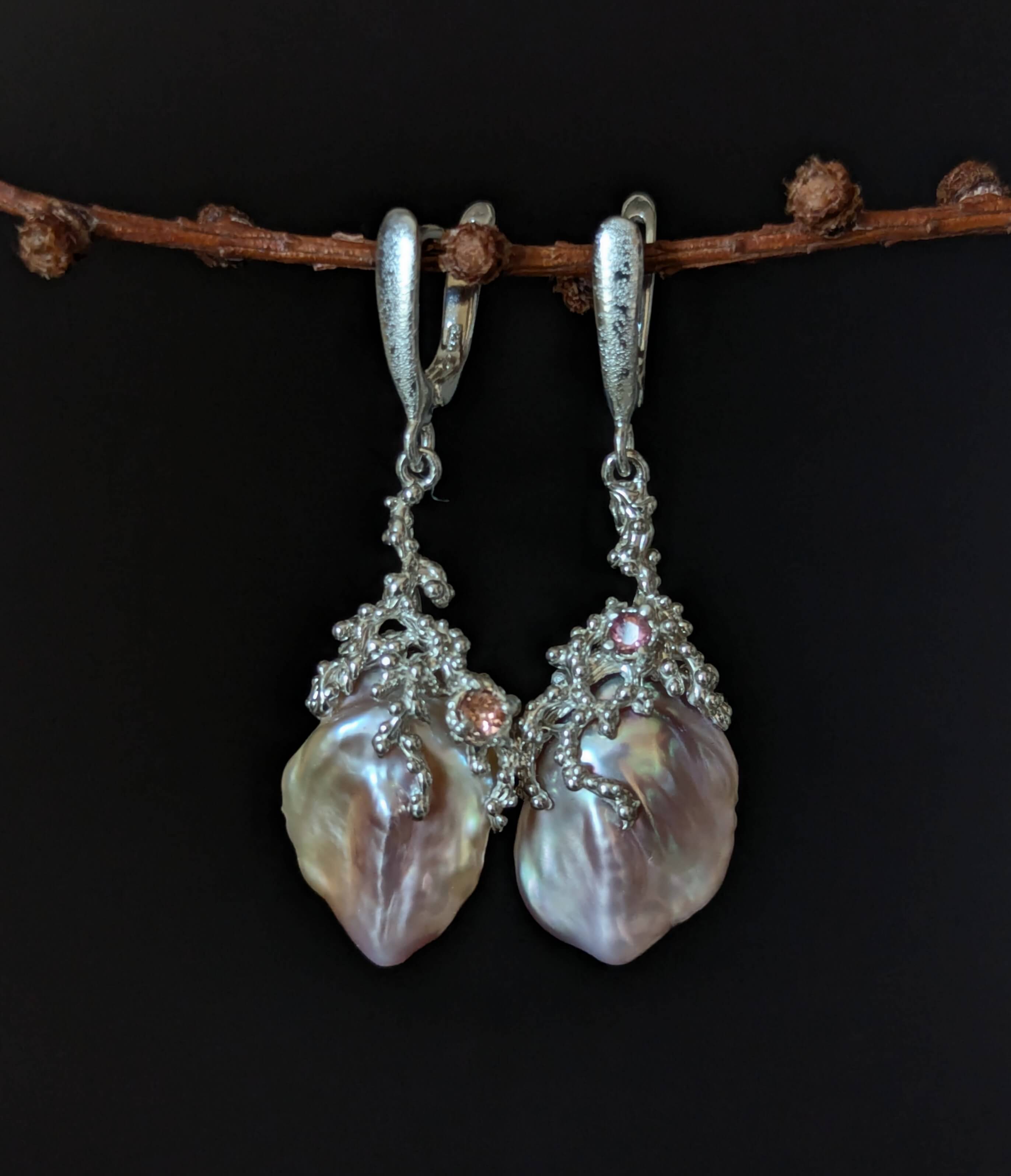 Auskarai su perlais "Saulės atšvaitai"